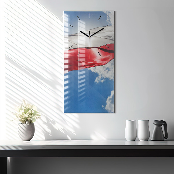 Reloj de cristal vertical Bandera polaca contra el cielo - espejomat.es