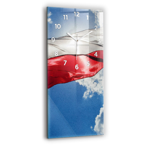 Reloj de cristal vertical Bandera polaca contra el cielo - espejomat.es