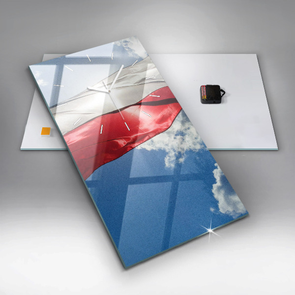 Reloj de cristal vertical Bandera polaca contra el cielo - espejomat.es