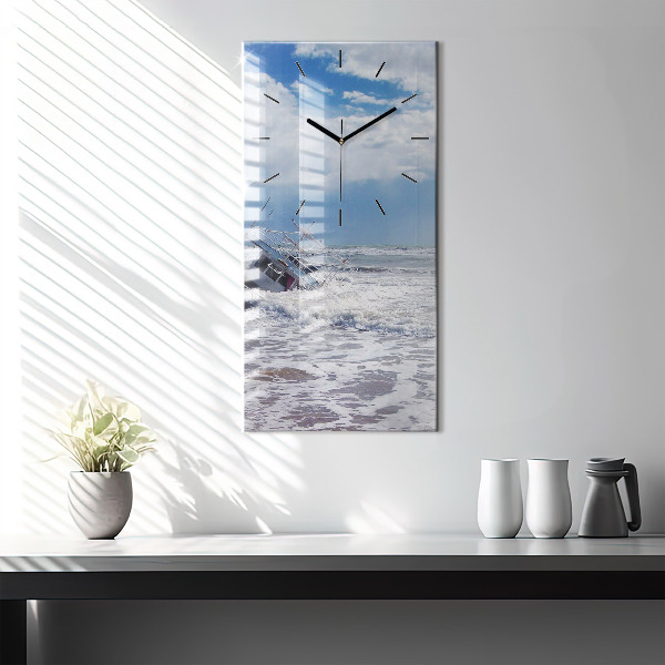 Reloj de cristal vertical Embarcación hundida - espejomat.es