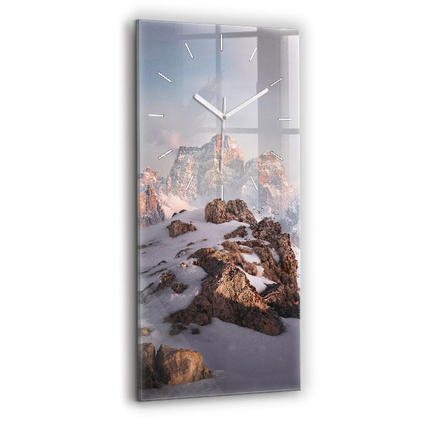 Reloj de vidrio vertical Montaña cubierta de nieve - espejomat.es