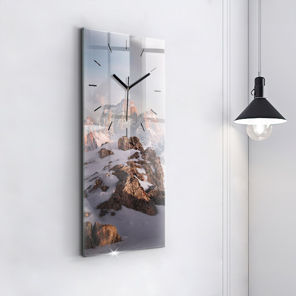 Reloj de vidrio vertical Montaña cubierta de nieve - espejomat.es