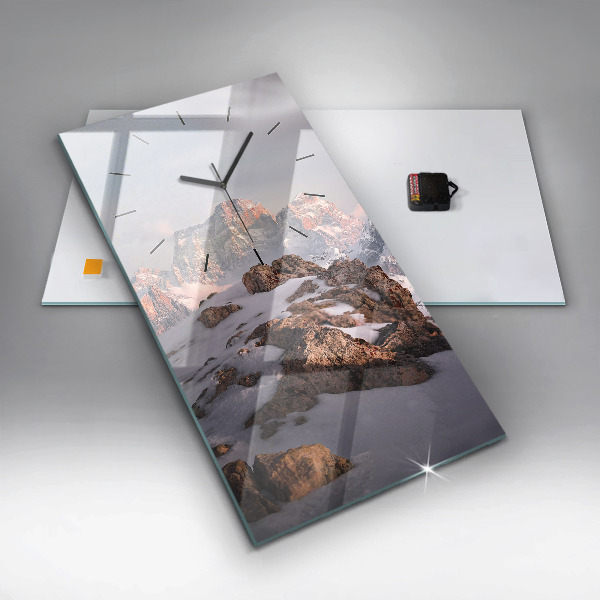 Reloj de vidrio vertical Montaña cubierta de nieve - espejomat.es