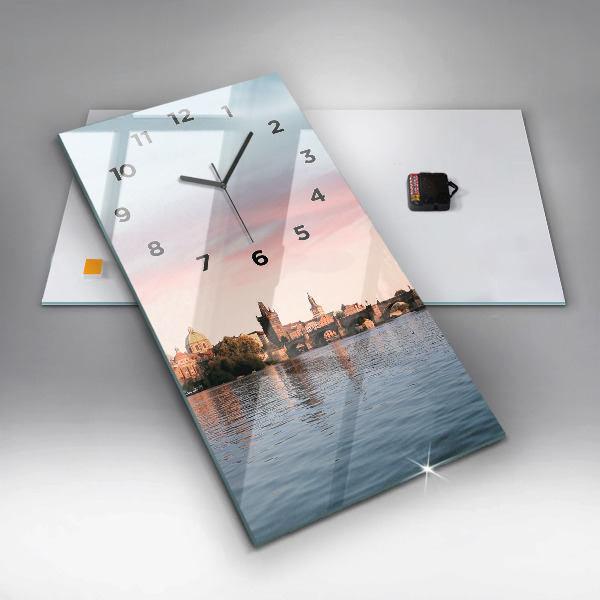 Reloj de cristal vertical Puente de Carlos en Praga - espejomat.es