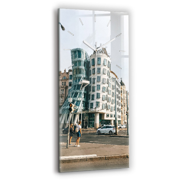 Reloj de cristal vertical Casa danzante Praga - espejomat.es