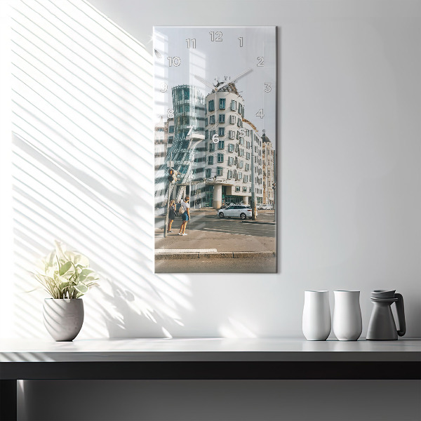 Reloj de cristal vertical Casa danzante Praga - espejomat.es