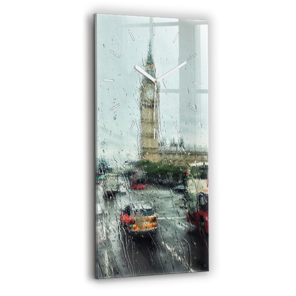 Reloj de cristal vertical Londres lluvioso - espejomat.es