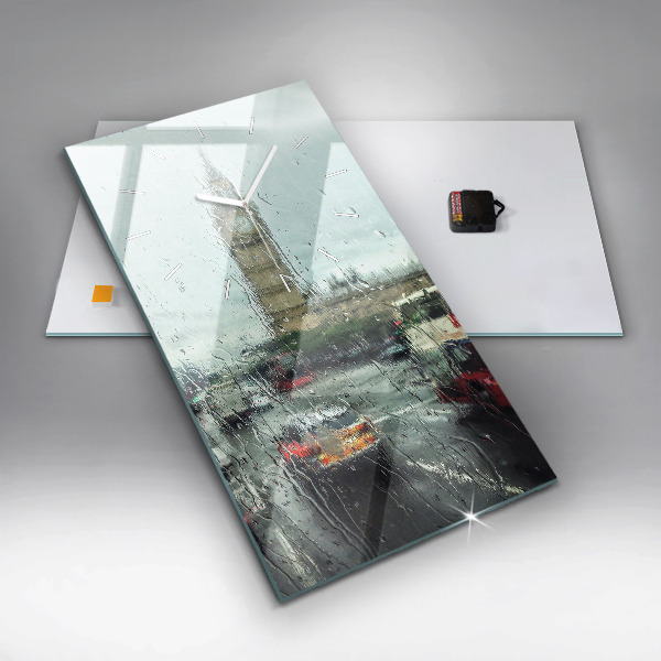 Reloj de cristal vertical Londres lluvioso - espejomat.es