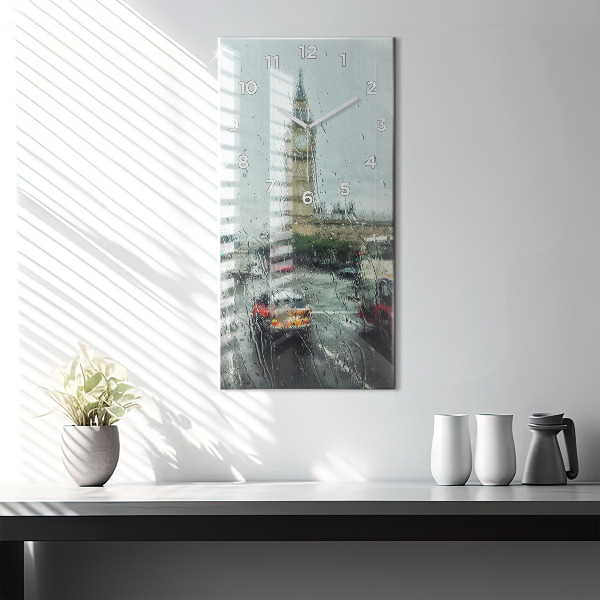 Reloj de cristal vertical Londres lluvioso - espejomat.es