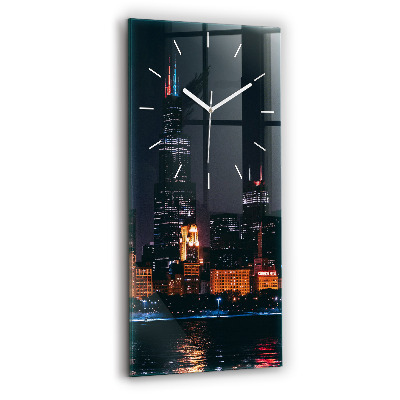 Reloj de vidrio vertical Paisaje urbano de Chicago - espejomat.es