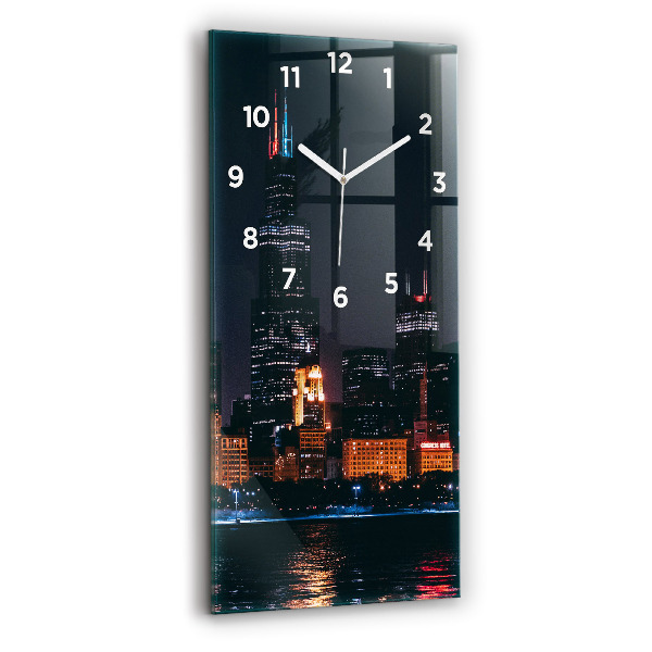 Reloj de vidrio vertical Paisaje urbano de Chicago - espejomat.es