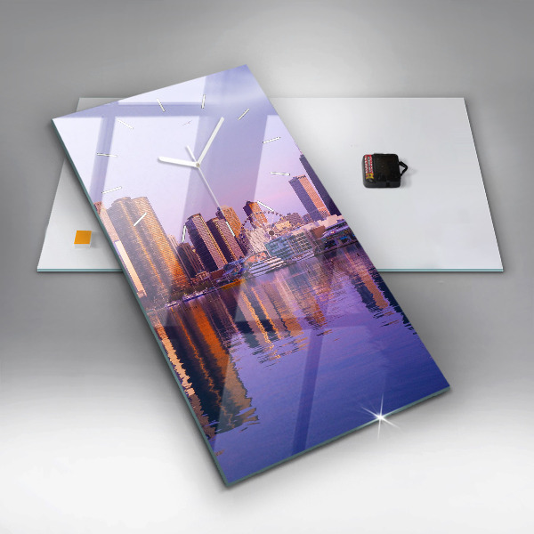 Reloj vertical Vista de rascacielos estadounidenses - espejomat.es