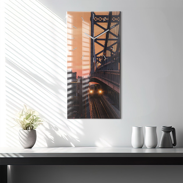 Reloj de vidrio vertical Puente Benjamin Franklin - espejomat.es