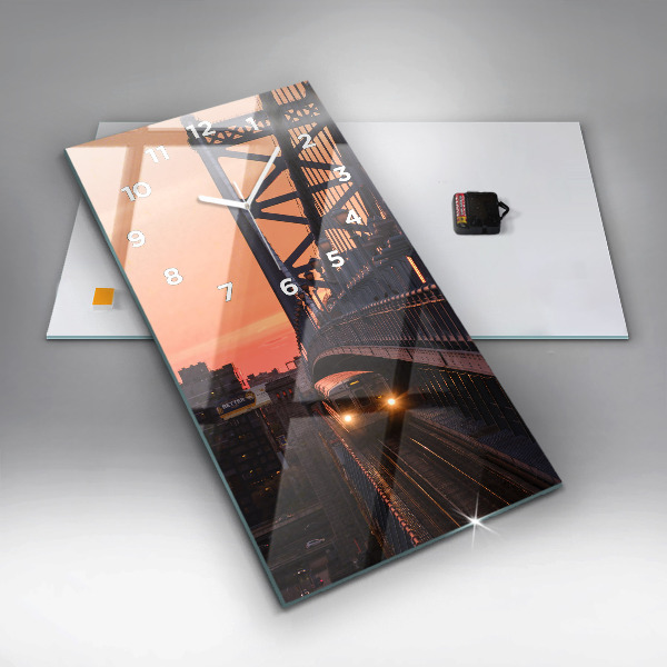 Reloj de vidrio vertical Puente Benjamin Franklin - espejomat.es