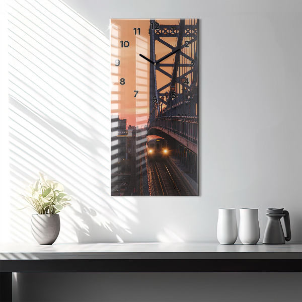 Reloj de vidrio vertical Puente Benjamin Franklin - espejomat.es