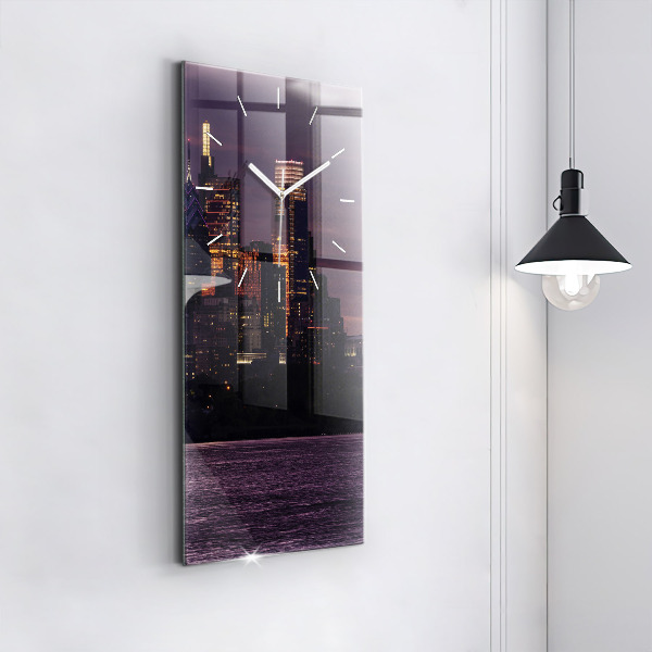 Reloj de cristal vertical Panorámica de la ciudad de Filadelfia - espejomat.es