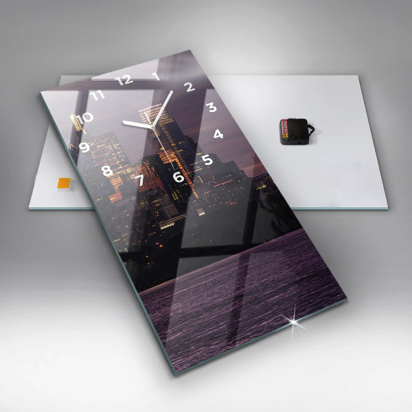 Reloj de cristal vertical Panorámica de la ciudad de Filadelfia - espejomat.es