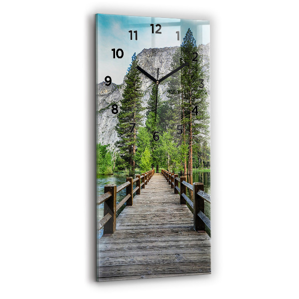 Reloj de vidrio vertical Puente de madera en Yosemite - espejomat.es