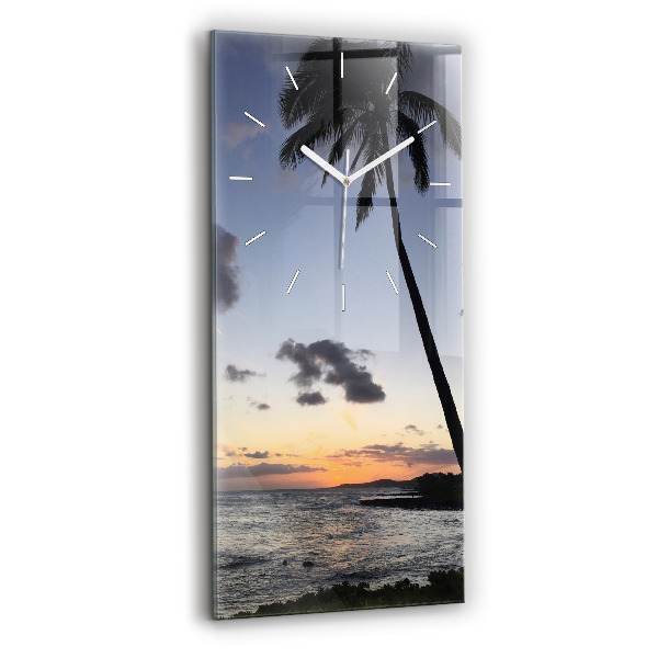 Reloj vertical Palmera y amanecer - espejomat.es