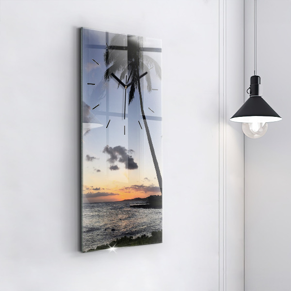 Reloj vertical Palmera y amanecer - espejomat.es