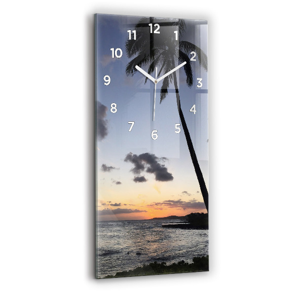 Reloj vertical Palmera y amanecer - espejomat.es