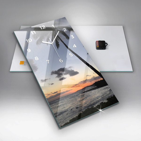 Reloj vertical Palmera y amanecer - espejomat.es