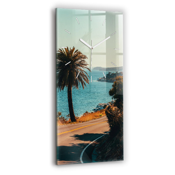 Reloj de cristal vertical Palmeras en Malibú - espejomat.es