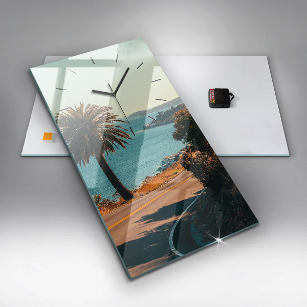 Reloj de cristal vertical Palmeras en Malibú - espejomat.es