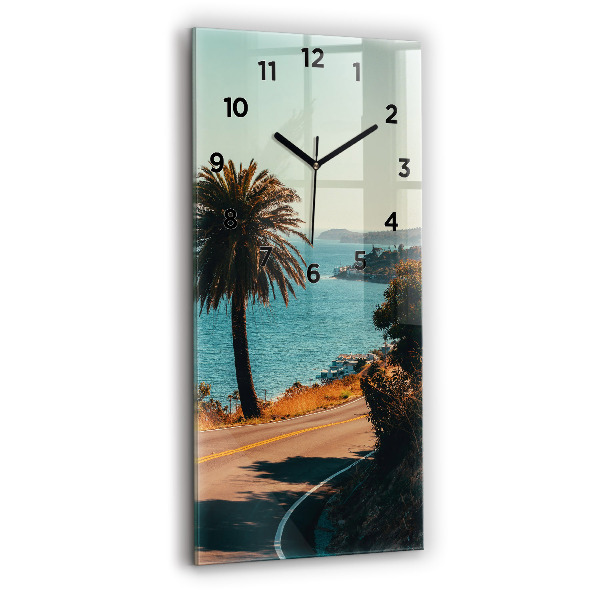 Reloj de cristal vertical Palmeras en Malibú - espejomat.es