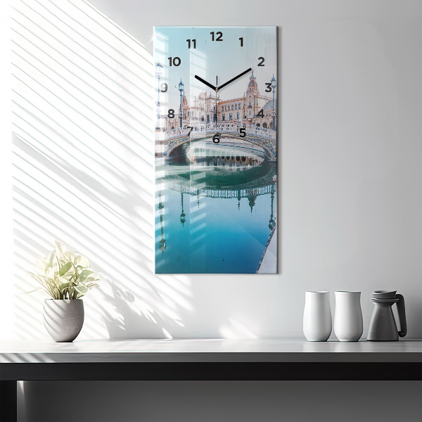 Reloj de vidrio vertical Plaza de España en Sevilla - espejomat.es