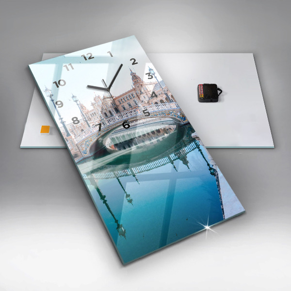 Reloj de vidrio vertical Plaza de España en Sevilla - espejomat.es