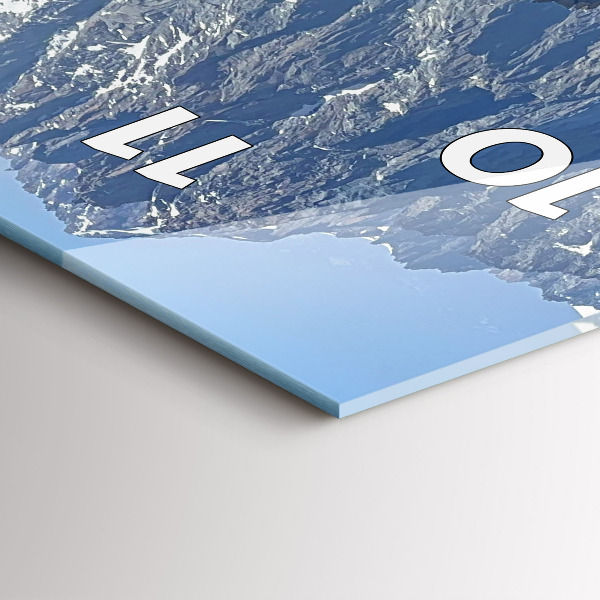 Reloj de vidrio vertical Los Alpes en invierno - espejomat.es