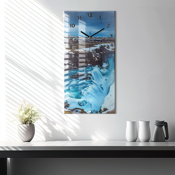 Reloj de vidrio vertical Cascada de Gullfoss en Islandia - espejomat.es