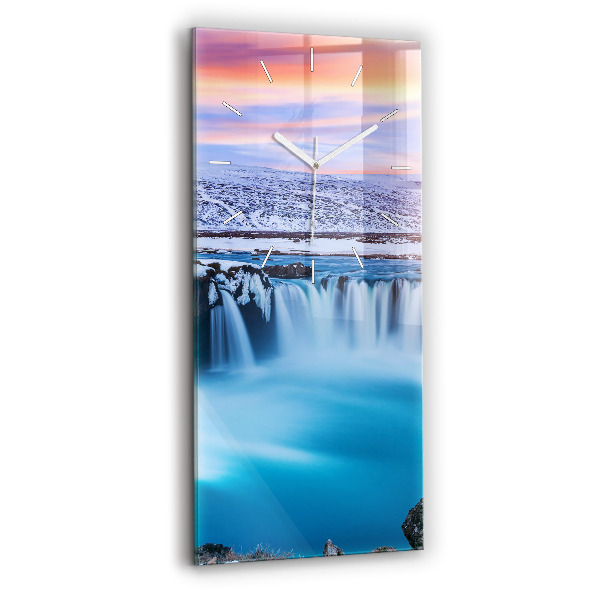 Reloj de cristal vertical Cascada de Godafoss Islandia - espejomat.es