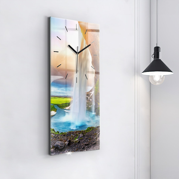 Reloj de vidrio vertical Cascada en Islandia - espejomat.es