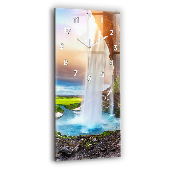 Reloj de vidrio vertical Cascada en Islandia - espejomat.es