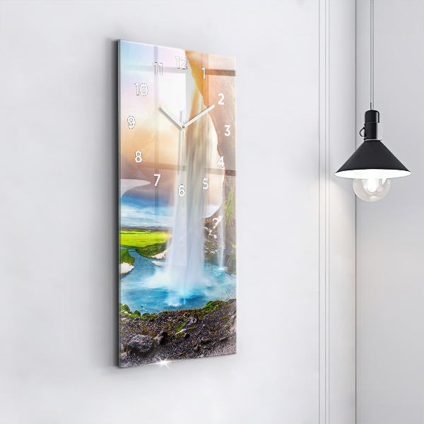 Reloj de vidrio vertical Cascada en Islandia - espejomat.es
