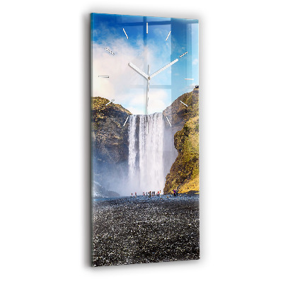 Reloj de cristal vertical Cascada en Islandia - espejomat.es