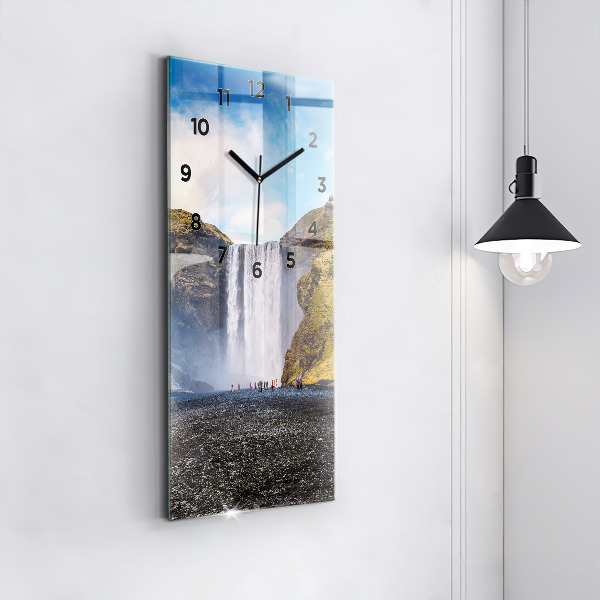 Reloj de cristal vertical Cascada en Islandia - espejomat.es