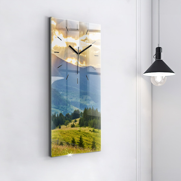 Reloj de cristal vertical Paisaje con bosques - espejomat.es