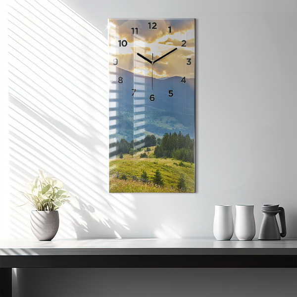 Reloj de cristal vertical Paisaje con bosques - espejomat.es
