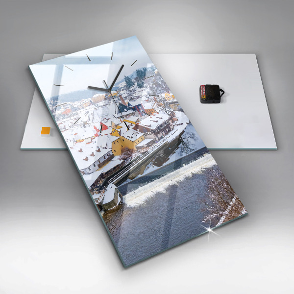 Reloj vertical Panorama de una ciudad en invierno - espejomat.es