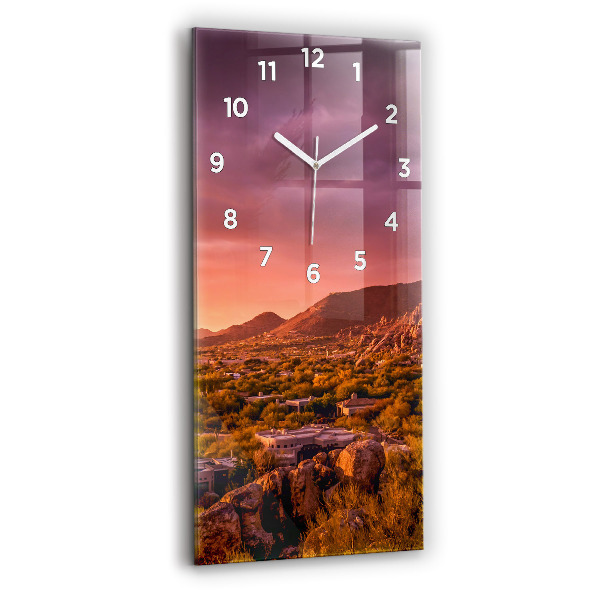Reloj de cristal vertical Puesta de sol en el norte de Scottsdale - espejomat.es