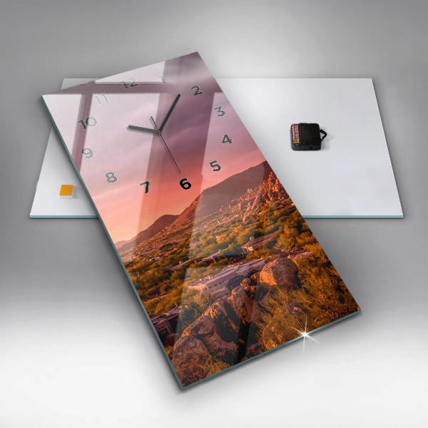 Reloj de cristal vertical Puesta de sol en el norte de Scottsdale - espejomat.es