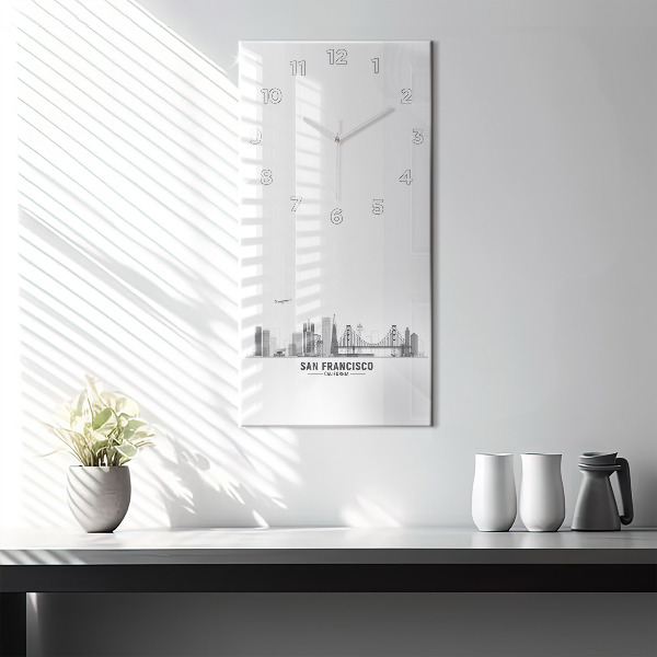 Reloj de vidrio vertical Panorama de San Francisco - espejomat.es