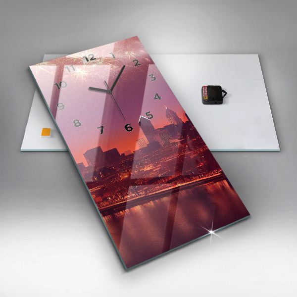 Reloj vertical Ciudad de noche en Filadelfia - espejomat.es