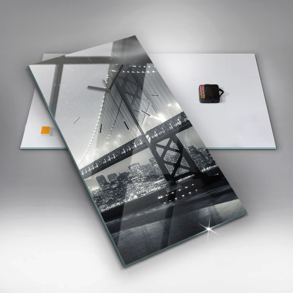 Reloj de vidrio vertical Puente de noche San Francisco - espejomat.es