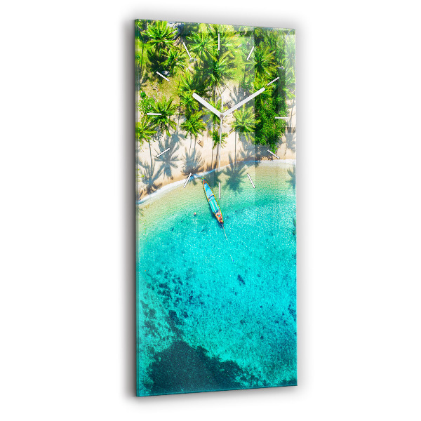 Reloj de cristal vertical Playa tropical de Koh Tao - espejomat.es