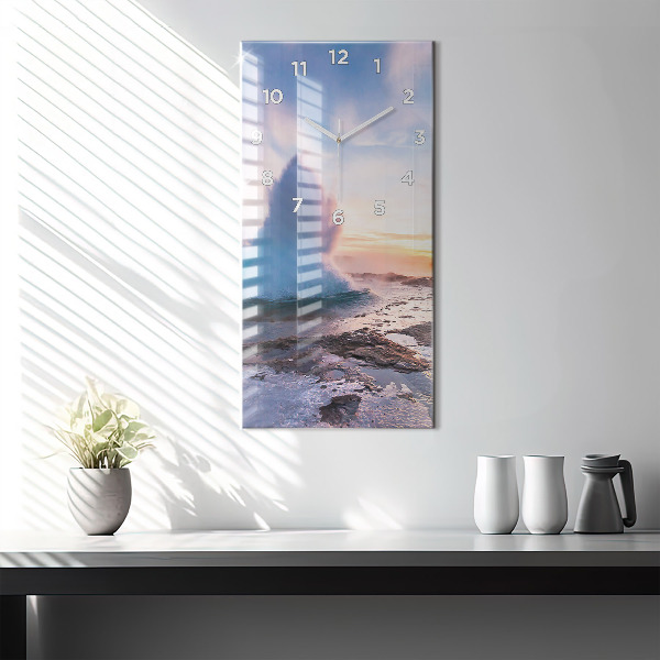 Reloj de vidrio vertical Géiser en la isla de Islandia - espejomat.es