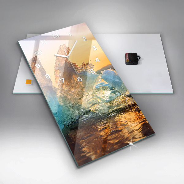 Reloj de cristal vertical Iceberg y amanecer - espejomat.es